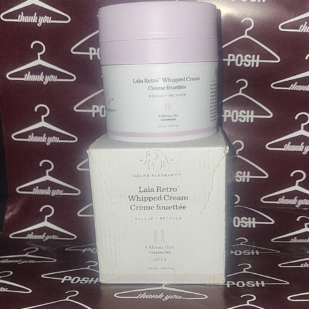 Drunk Elephant Lala Retro Whipped Cream - Pale Pink and White Jar